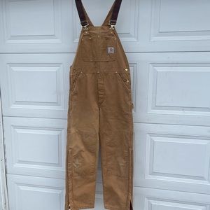 Vintage Carhartt Canvas Double Knee Union Made In USA Insulated Overalls RN15806